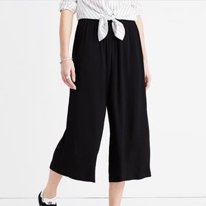 Madewell Huston Pull-On Silky Crop Wide Leg Pants, Black XS